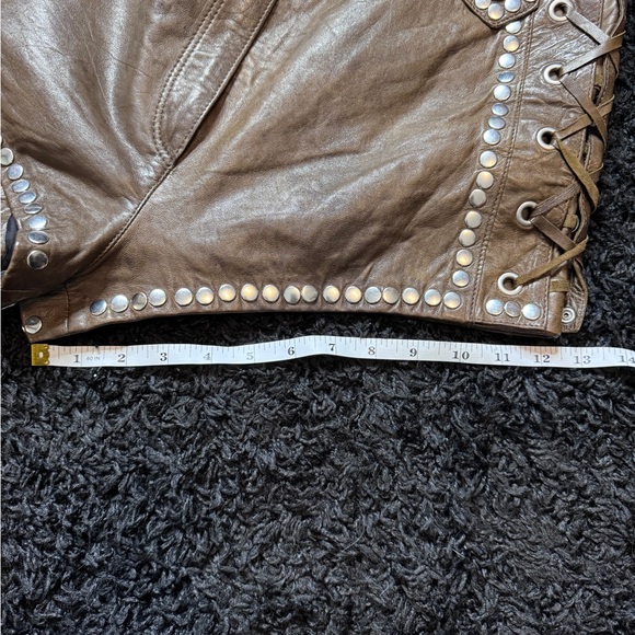 Brown leather studded hot shorts from H&M - Picture 9 of 12